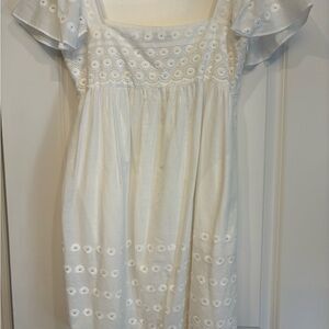 White Eyelet Square-Neck Summer Dress by Caara